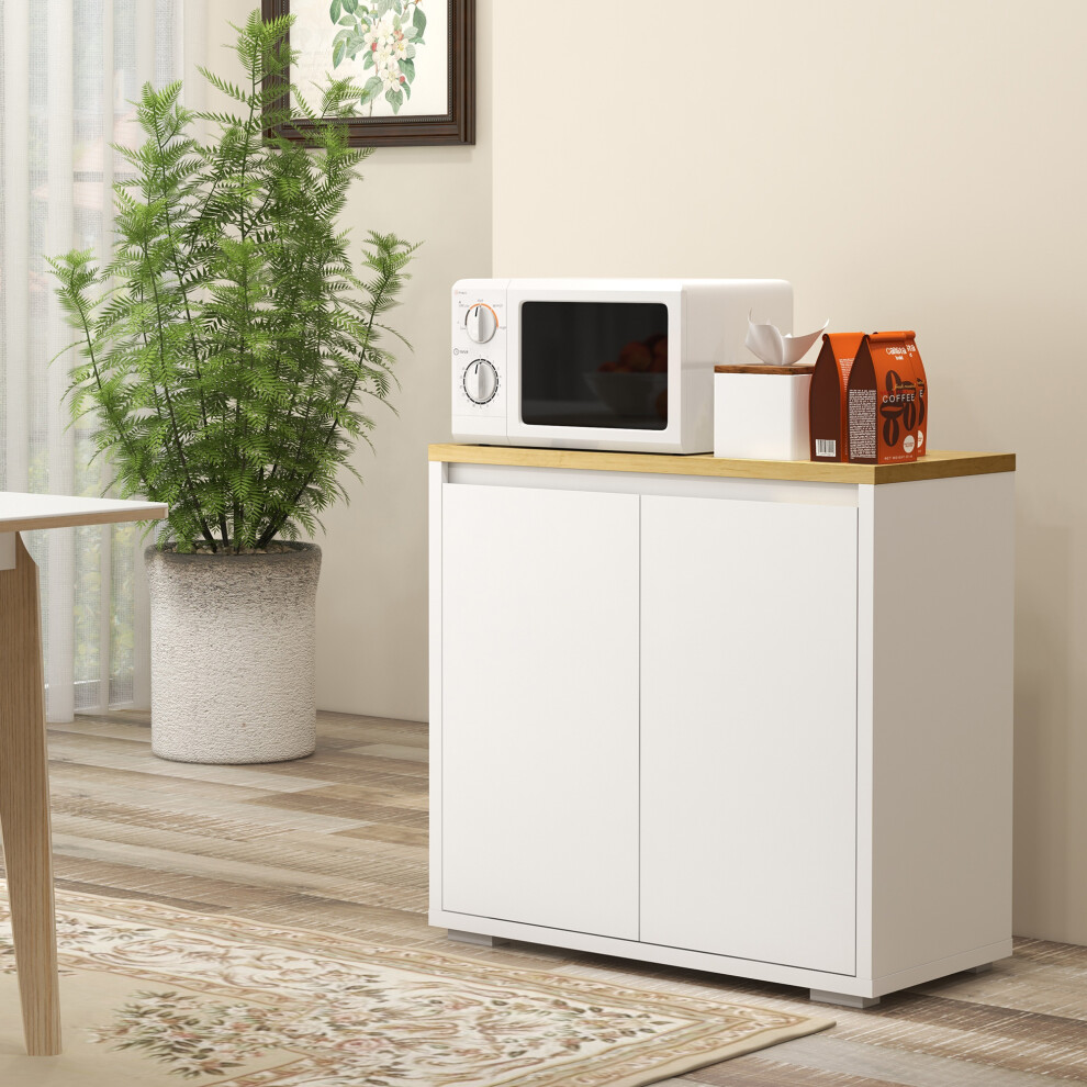 HOMCOM Sideboard Living Room Cabinet with Double Door Cabinet Adjustable Shelf