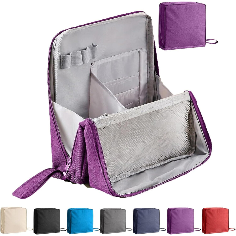 Purple (Purple) Multi-Purpose Large Capacity Oxford Cloth Standing Makeup Bag,Waterproof Makeup Bag Organizer With Compartments,Large Travel Makeup Case