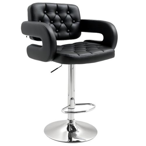 Homcom HOMCOM Adjustable Height Barstool Steel Pole PU Leather, Black