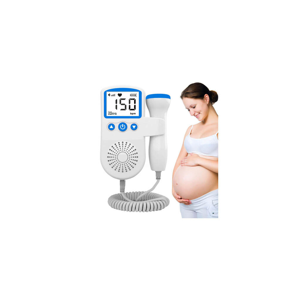 (Blue) Doppler Fetal Heart Rate Monitor Baby Heartbeat Monitor Pregnancy Home Baby Fetal Sound Rate Detector
