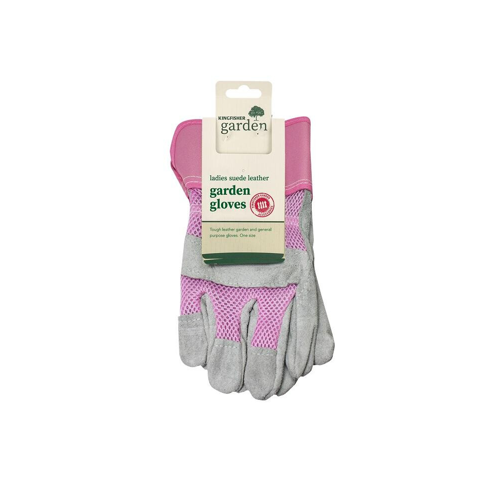 Kingfisher Ladies Suede Leather Rigger Garden Gloves