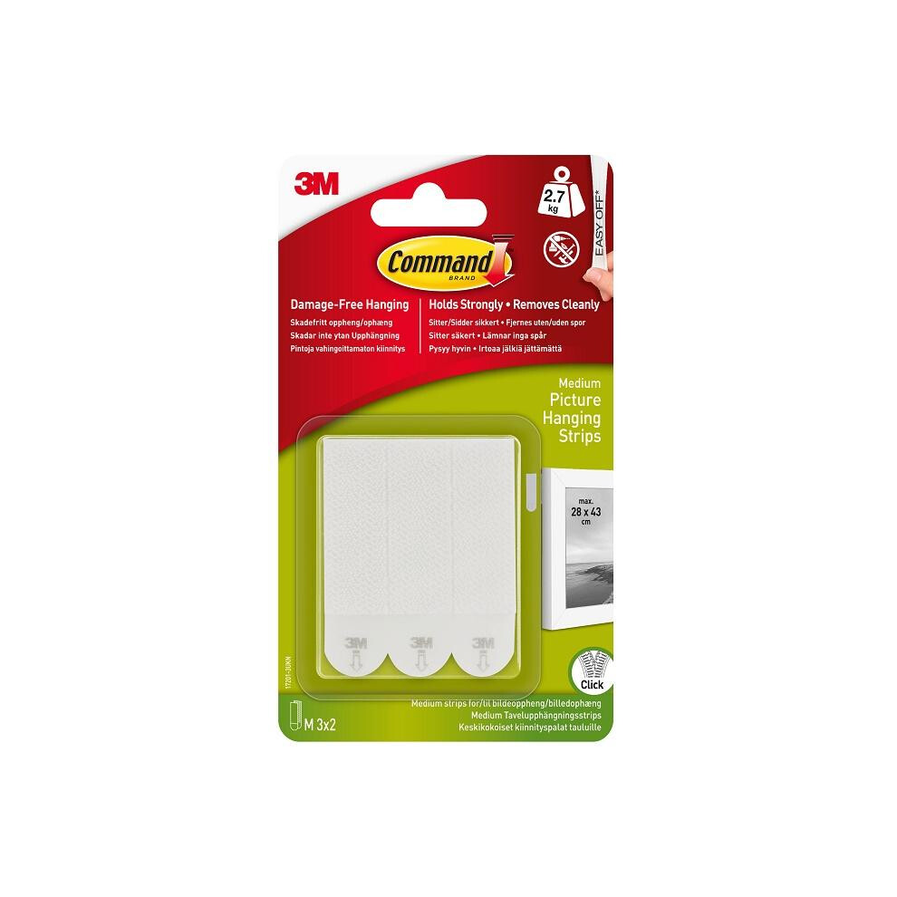 Command 17201-3 Medium Picture Strips 2.7kg 3pk