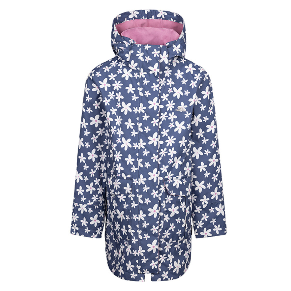 (11-12 Years, Blue Tone) Trespass Girls Primdrop Waterproof Hooded Raincoat