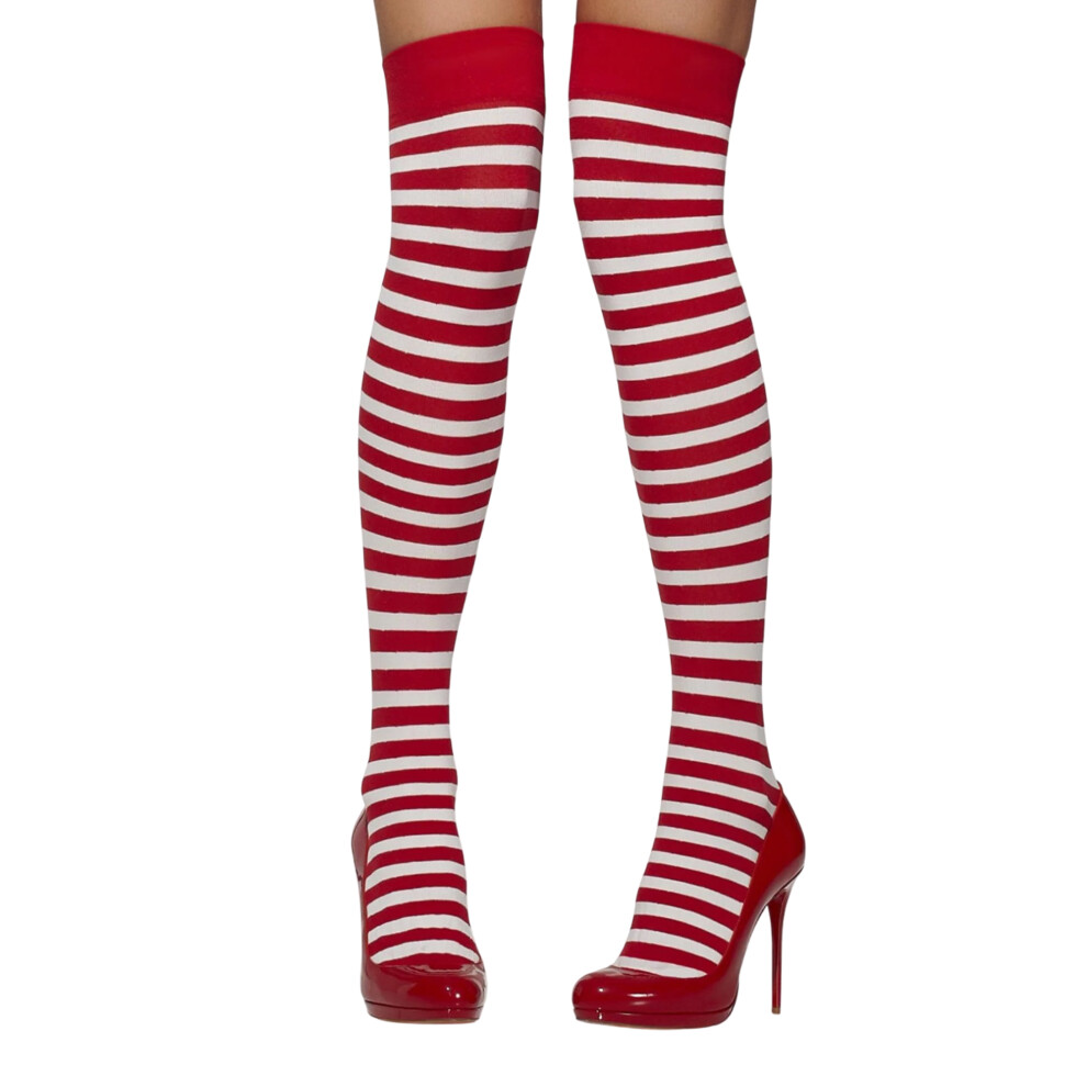 Smiffys Womens/Ladies Striped Opaque Hold Up Stockings