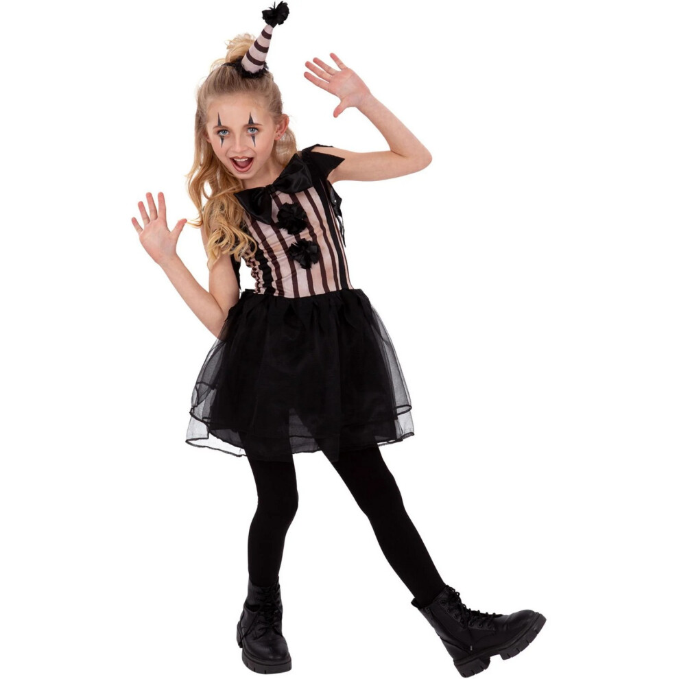 Smiffy's (7-9 Years, Black/Beige) Girls Vintage Clown Costume Set