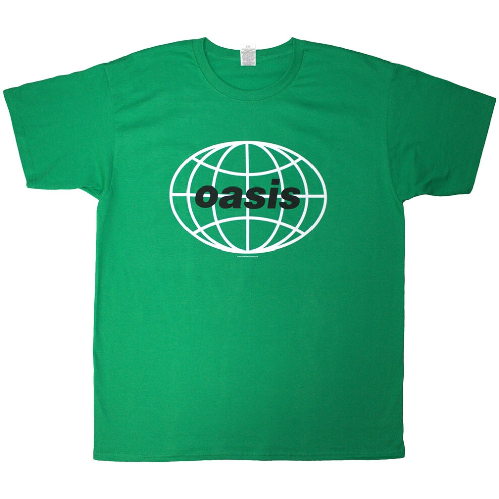 (S, Green) Oasis Unisex Adult 1998 World Tour - Mexico City T-Shirt