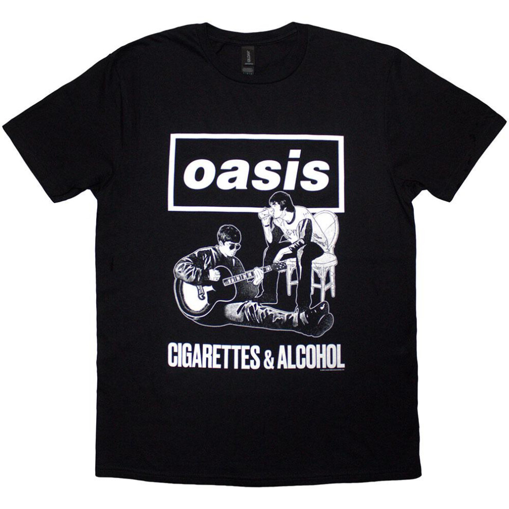 Oasis Men's Black (M, ) Unisex Adult Cigarettes & Alcohol Illustration T-Shirt