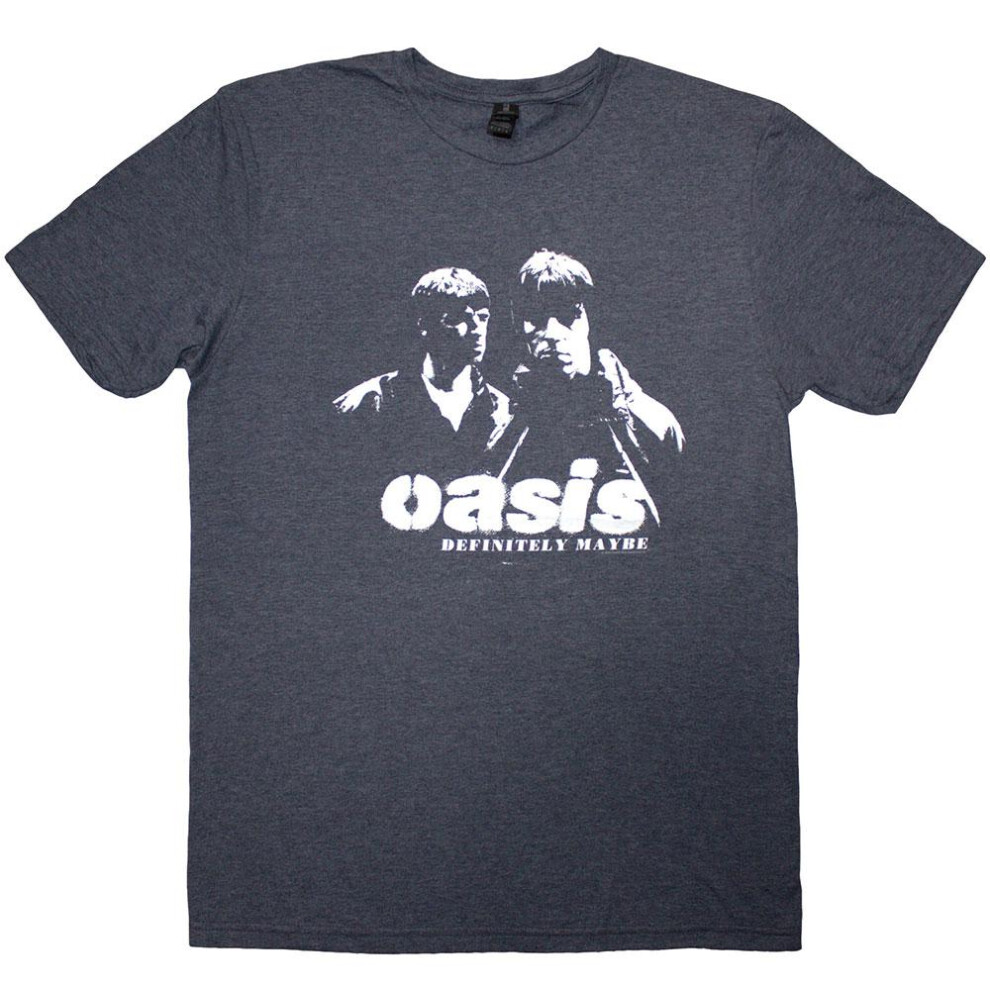 (XL, Navy Blue) Oasis Unisex Adult Definitely Maybe Stencil T-Shirt