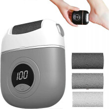 (Gray) Electric Foot Rasp, Electric Foot Grinder Rechargeable, Digital Display Foot Callus Remover For Toes Heels Feet Soles