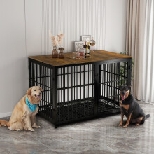 48inch Dog Crate Furniture Wooden Cage End Table Metal Tube Cage