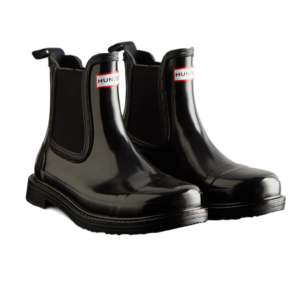 (3 UK, Black) Hunter Womens/Ladies Commando Gloss Chelsea Boots