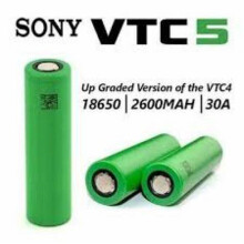 Sony VTC5 18650 Battery 2600mAh 30A High-Drain 3.6V Flat Top Unprotected Li-ion for Vape Mods, Flashlights, Power Tools with Peak Power Case