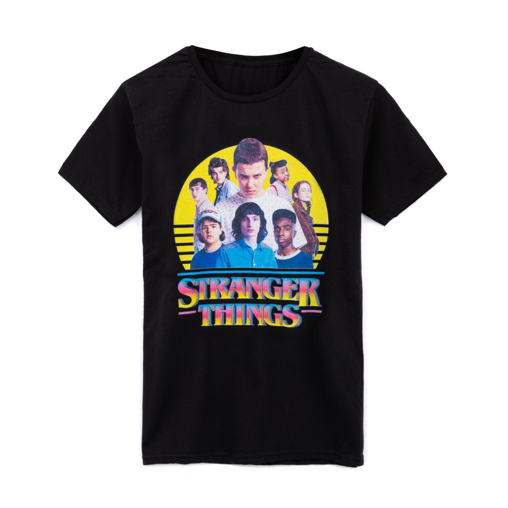 (13-14 Years) Stranger Things T-Shirt Kids Girls Boys Characters Logo Black Outfit Top