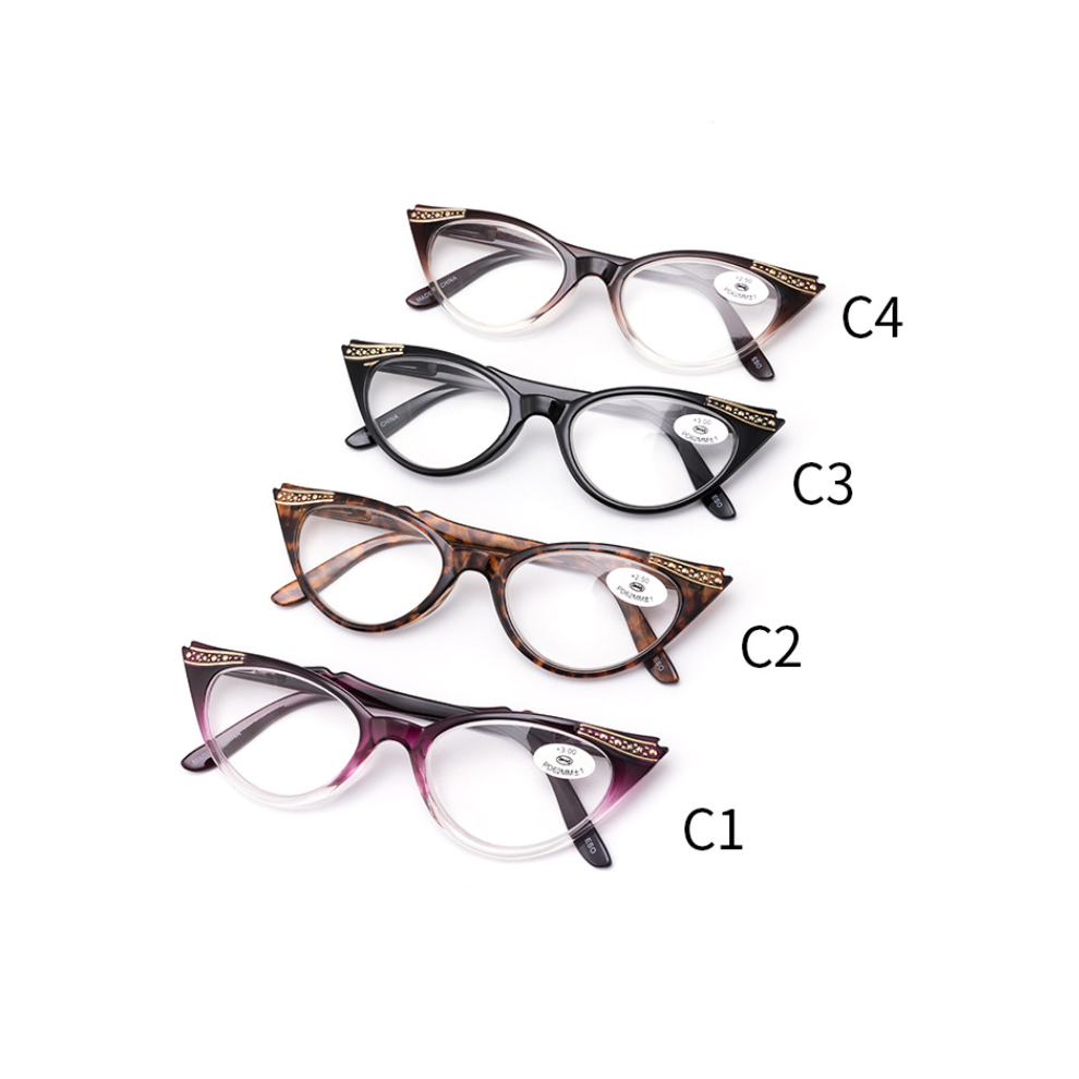 (C3, +250) Cat Eye Reading Glasses Retro Readers Womens Ladies 1.0 1.5 2.0 2.5 3.0 3.5