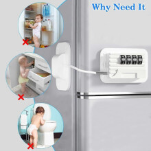 (2pcs White) 2pcs Child Safety Locks, Refrigerator Lock Combination, Baby Proof Cabinet Locks Safe Keyless Digital Locks for Drawers, Fridge, Oven