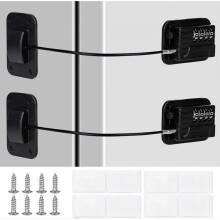 (2pcs Black) 2pcs Child Safety Locks, Refrigerator Lock Combination, Baby Proof Cabinet Locks Safe Keyless Digital Locks for Drawers, Fridge, Oven