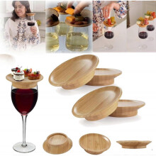 (2pcs) Wine Glass Charcuterie Topper, 2024 Wine Glass Charcuterie Board Topper, Bamboo Coasters Wine Glass Topper, Appetizer Plates Wine Glass Topper