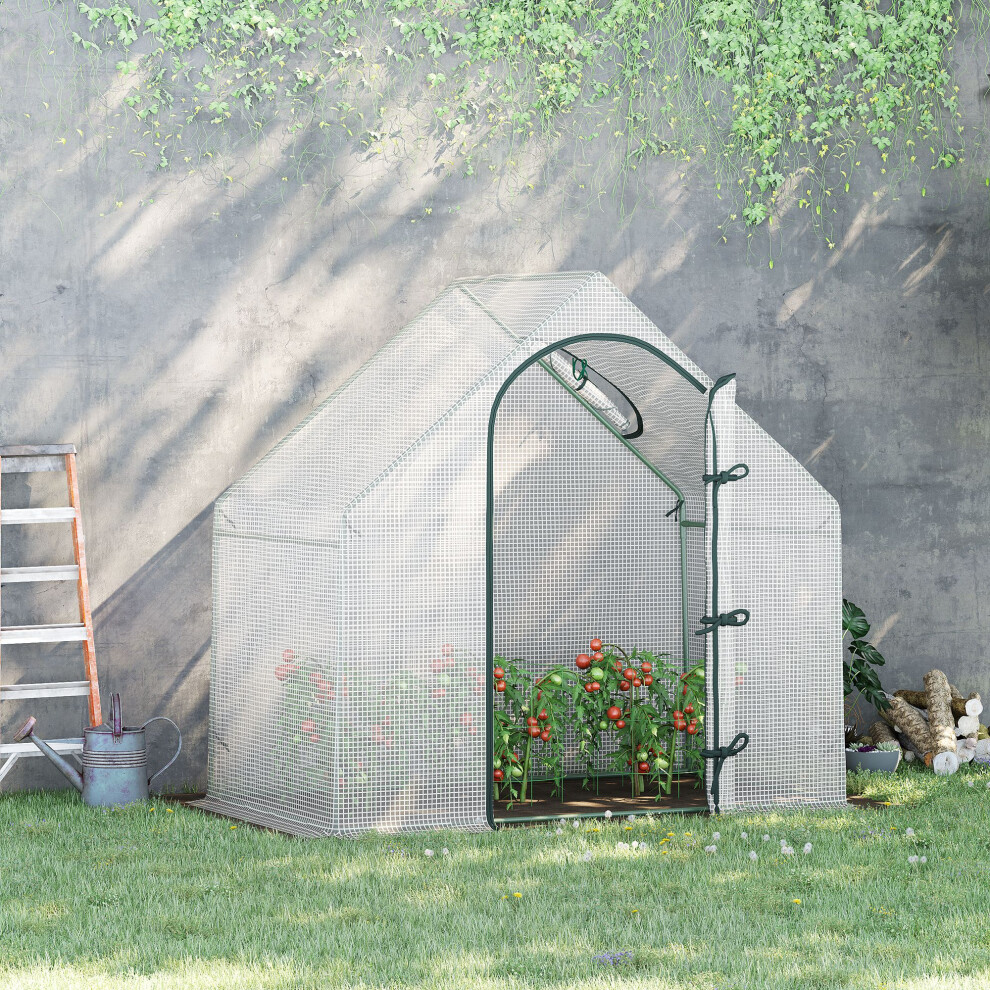 Rackhams White Walk-In Portable Greenhouse Mini Grown House Steel Frame Window - Image 4