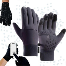 (M - 10.5 x 23 cm) Thermo Gloves, Waterproof Windproof Thermal Gloves, Non-Slip Gloves with Touch Screen Finger, Winter Gloves Women Men Ski Gloves