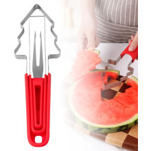 (1, Red) 3-in-1 Watermelon Fork Slicer Cutter, Stainless Steel Watermelon Fork Slicer, Portable Watermelon Slicers Cutter Tool for Home Party Camping Kitchen