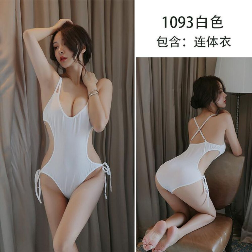 (white, One Size (80-65kg)) Erotic lingerie, women's sexy one-piece seduction pajamas, swimsuits, dead library water