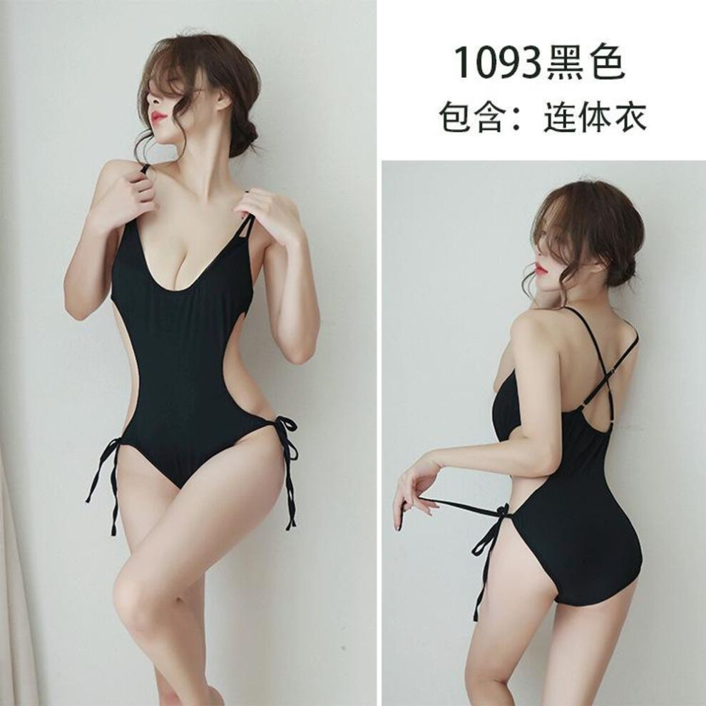 (black, One Size (80-65kg)) Erotic Lingerie, Women's Sexy One-piece Seduction Pajamas, Swimsuits, Dead Library Water