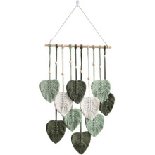 (Green) Macrame Wall Hanging Handmade Home Decorations, Boho Macrame Tapestry, Woven Wall Hanging Leaf Feather Wall Decoration