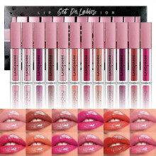 (1 Set) 12Pcs Lip Gloss Collection Makeup Set, Shiny Smooth Soft Liquid Lip Glosses Lip Stain, Moisturizing & Highly Pigmented Colored Lip Gloss