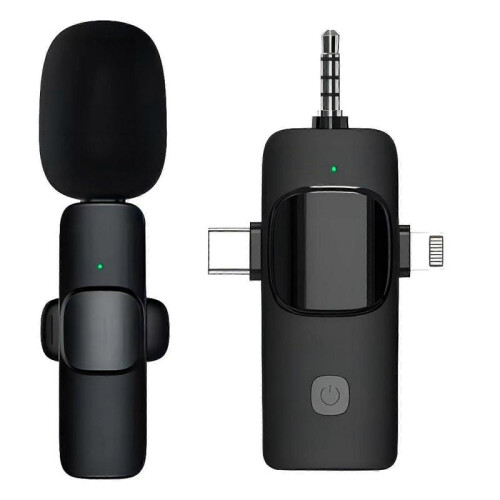 (A with 1 Microphone) 3 in 1 Wireless Lavalier Microphones for iPhone, Android, Camera, Pro Wireless Lavalier Mini Microphone, Plug-Play Wireless Mic