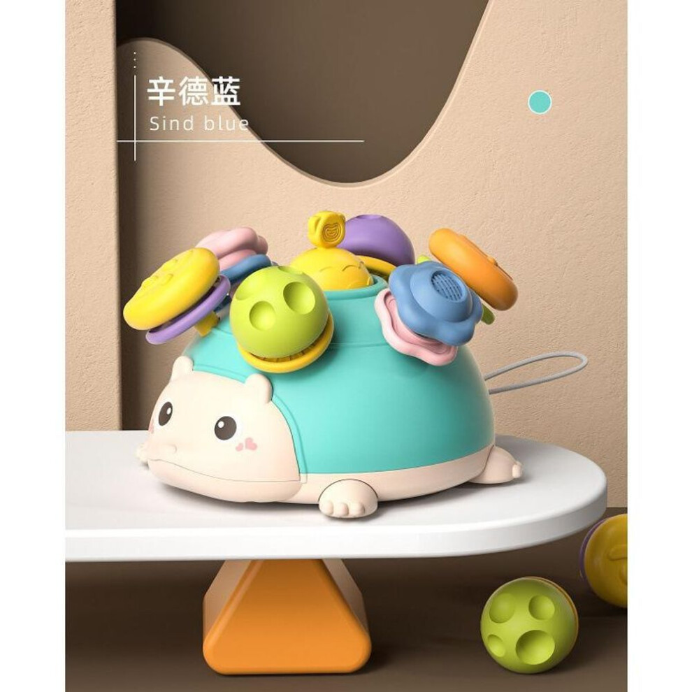 (blue) Colorful hedgehog bite baby can gnaw high elastic soft safe material cute cute baby toys
