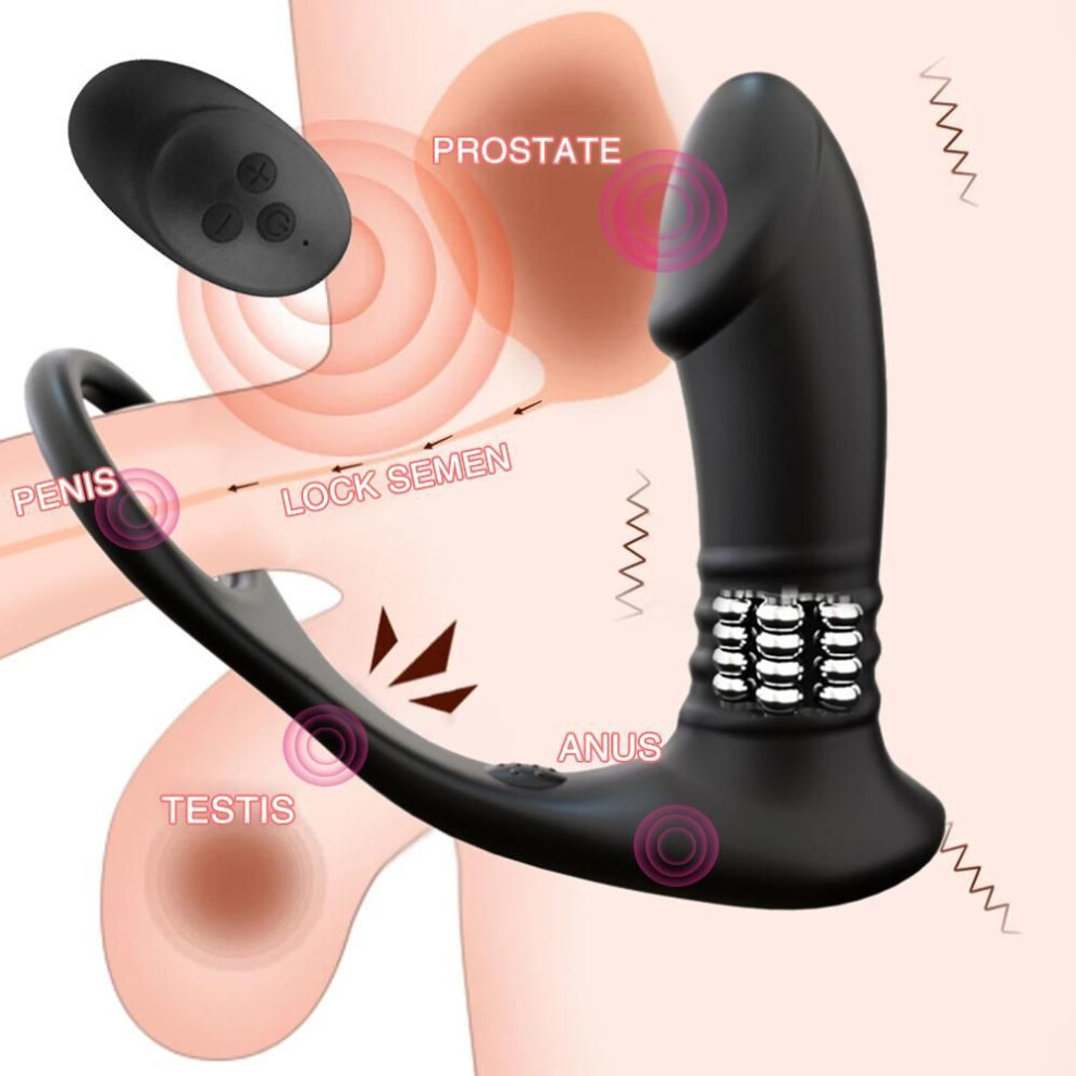 Silicone Anal Vibrator Rotation Beads Prostate Stimulator Massager Delay Ejaculation Ring Anal Butt Plug Dildos Sex Toys For Men