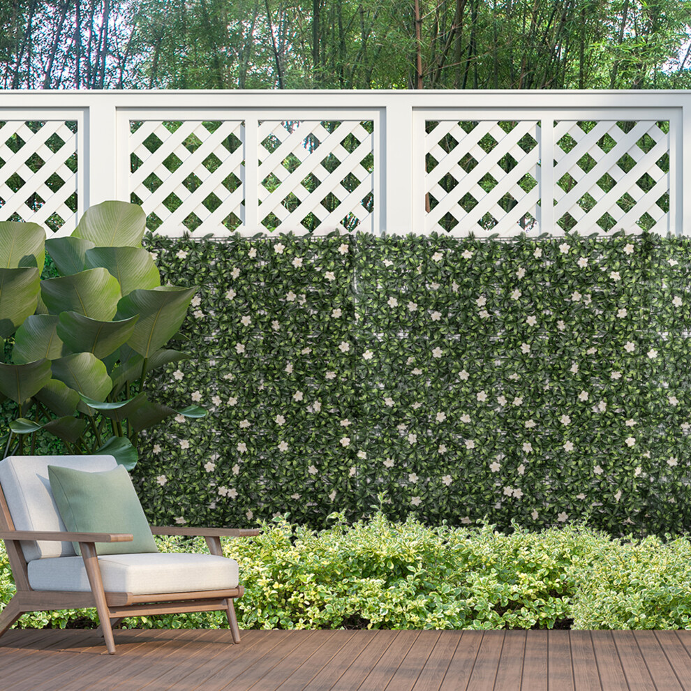 Outsunny 12Pcs Artificial Boxwood Panel Faux Rhododendron Greenery Backdrop