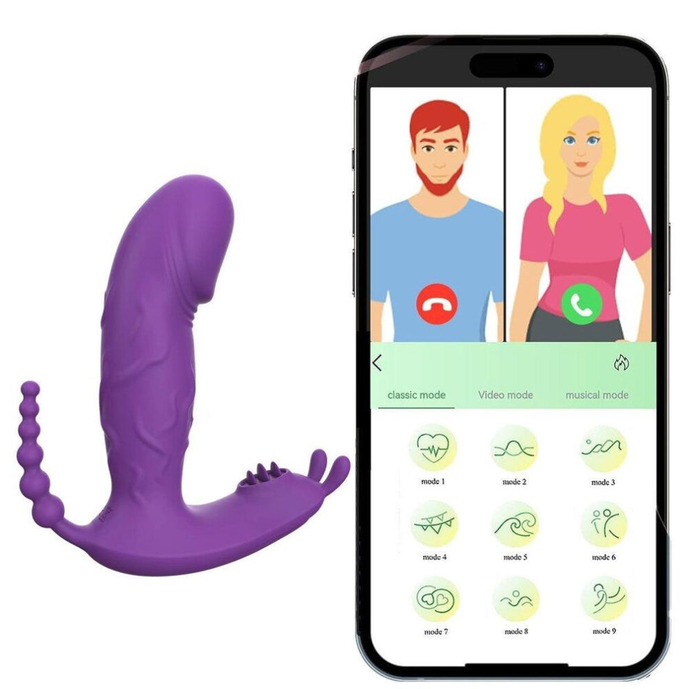 (purple) Wearable Sex Toy Vibrator Dildo 3 in 1 Panties Masturbator G Spot Clitoris Stimulator Massager for Women Couples Adults 18