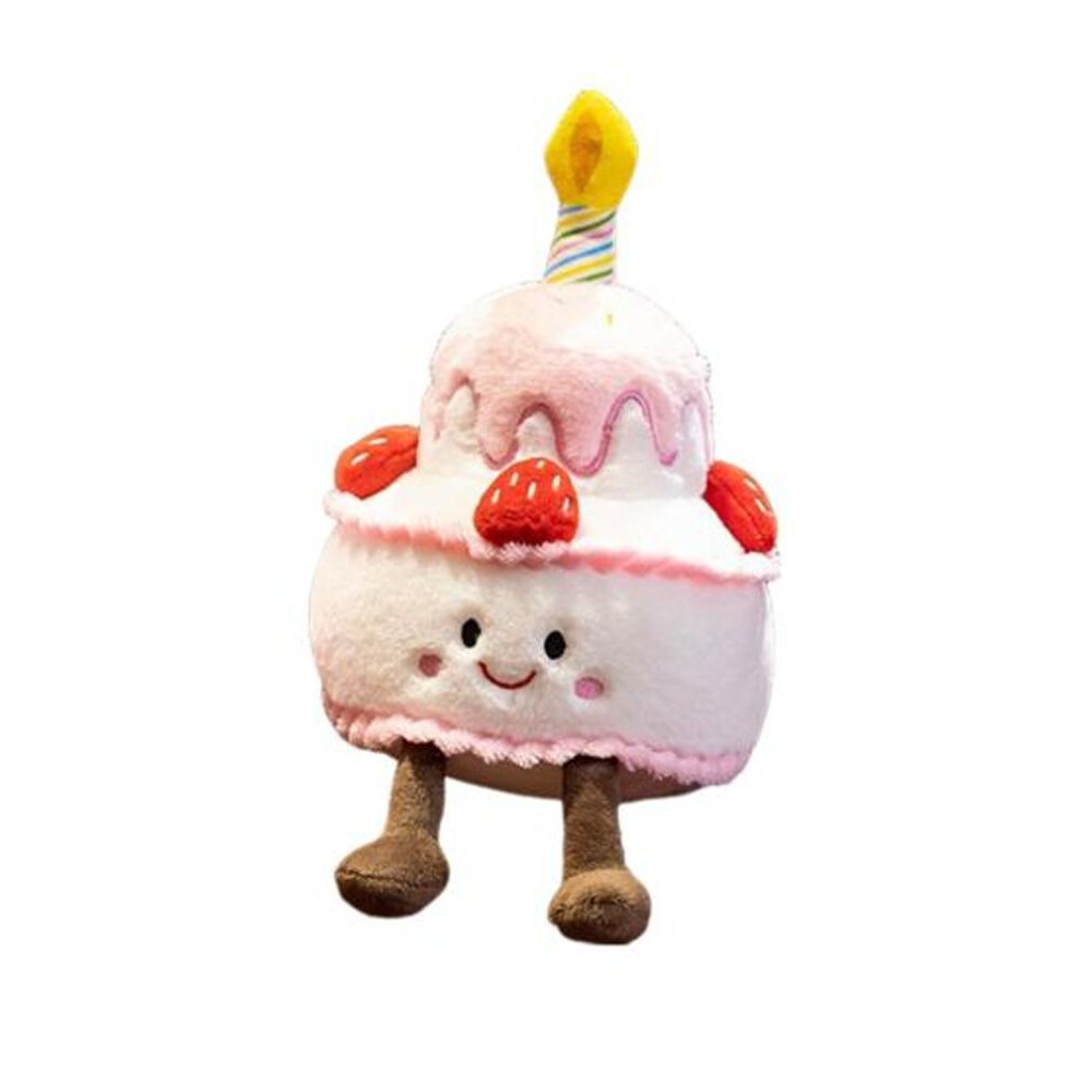 (red, Without music) Birthday Cake Plush Doll Gift For Kids Strawberry Cake Pillow Stuffed Animals Funny Plushies Toys Multi-use Party Decoration Companion
