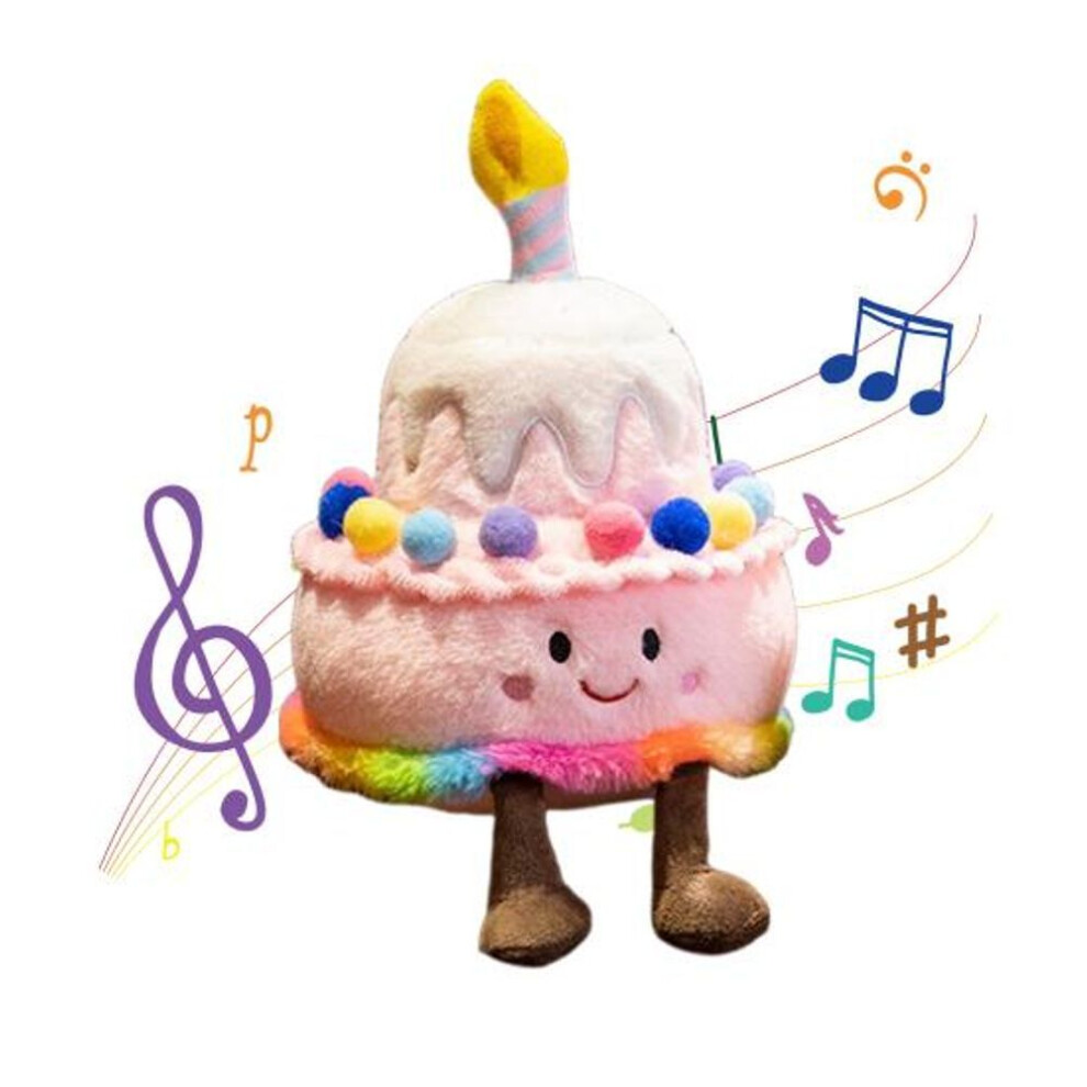 (multicolor, With music) Birthday Cake Plush Doll Gift For Kids Strawberry Cake Pillow Stuffed Animals Funny Plushies Toys Multi-use Party Decoration Companion