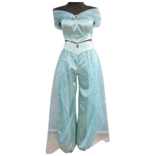 (L, Green) Aladdin's Lamp Princess Jasmine Costume Women Halloween Party Womens Fancy Dress Up Outfits