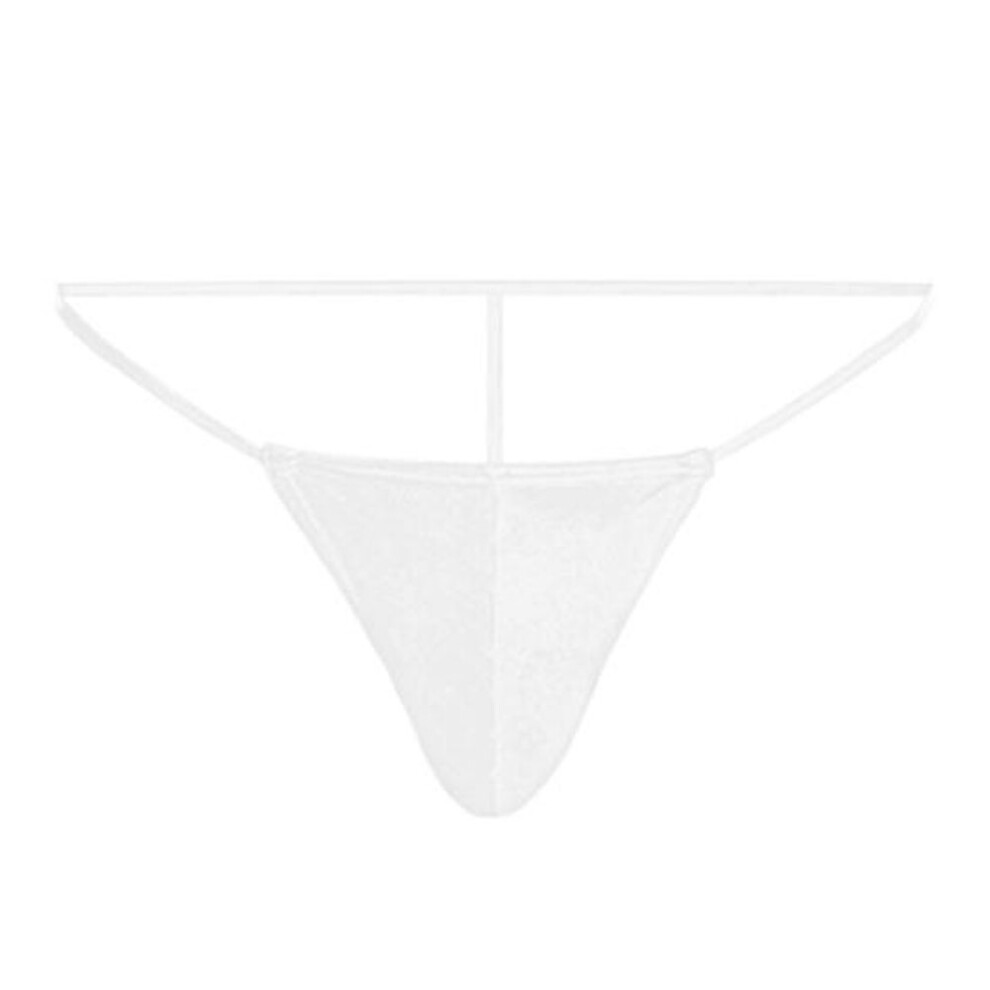 (white) Sexy Men Thong Low-rise U-Convex T-String Style Breathable Underwear Free Movement Solid Color Briefs Daily Wear