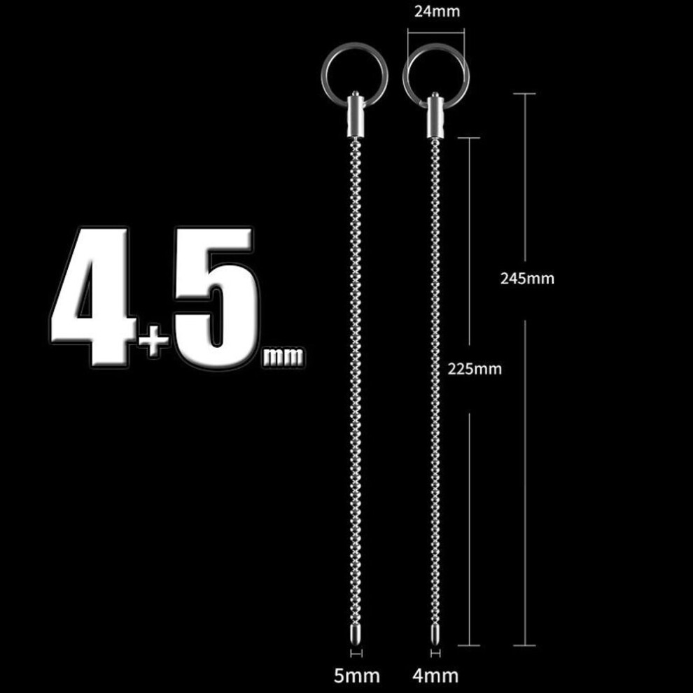 (4mm+5mm) Stainless Steel Urethral Sound Dilators Penis Plug Insert Stimulation Catheter Beads Male Masturbator Horse Eye Sticks BDSM