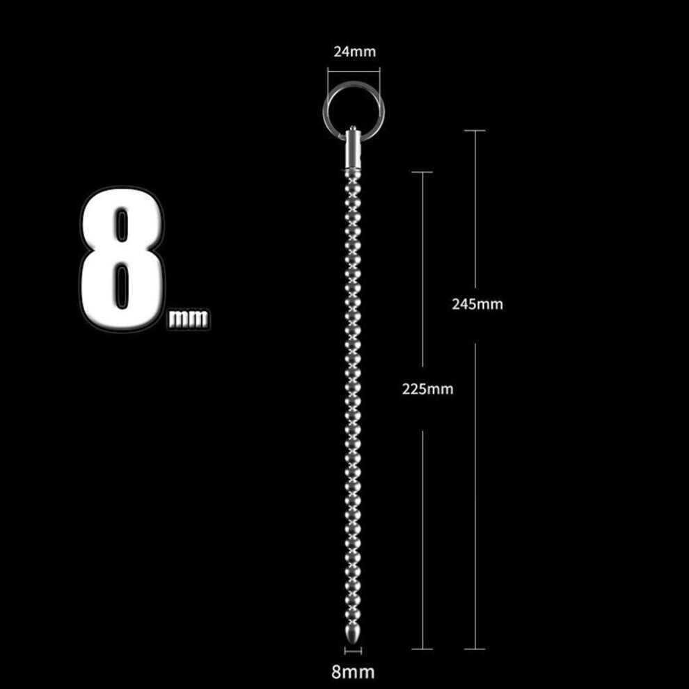 (8mm) Stainless Steel Urethral Sound Dilators Penis Plug Insert Stimulation Catheter Beads Male Masturbator Horse Eye Sticks Bdsm