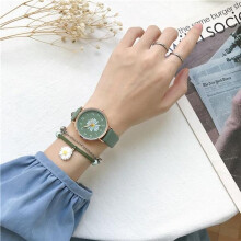 (green, Only watch) Fresh Daisy Dial Design Ladies Wristwatches Fashion Casual Women Flower Watches Simple Number Woman Leather Quartz Watch