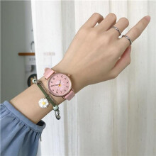 (pink, Only watch) Fresh Daisy Dial Design Ladies Wristwatches Fashion Casual Women Flower Watches Simple Number Woman Leather Quartz Watch