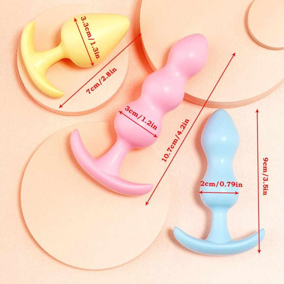 3pcs/set Soft Silicone Anal Plugs Beginner Anal Stimulator Trainer Sex Play Toy Jelly Back Court Female Flirt Butt Plug