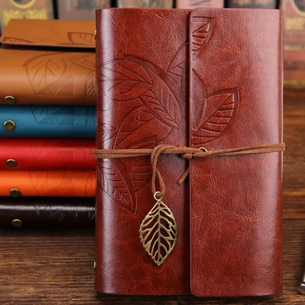 (Brown-Medium 125x185mm) Notepad Binder Diary Journal Pu Leather Vintage Notebook Paper Replaceable Spiral Note Book