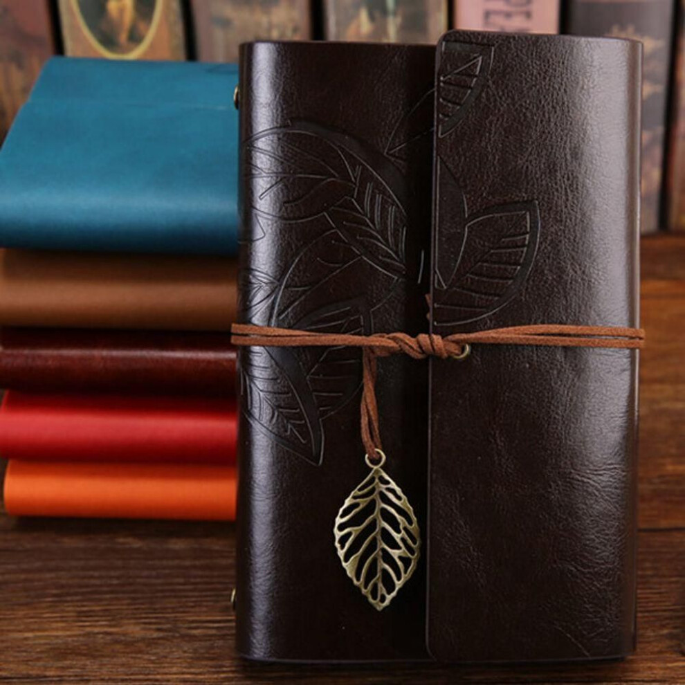 (Coffee-Small 105x145mm) Notepad Binder Diary Journal PU Leather Vintage Notebook Paper Replaceable Spiral Note Book