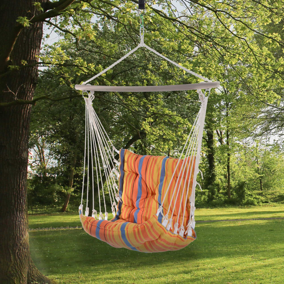 Outsunny Outdoor Hammock Cushioned Chair Patio Swing Seat Cotton Orange Yard