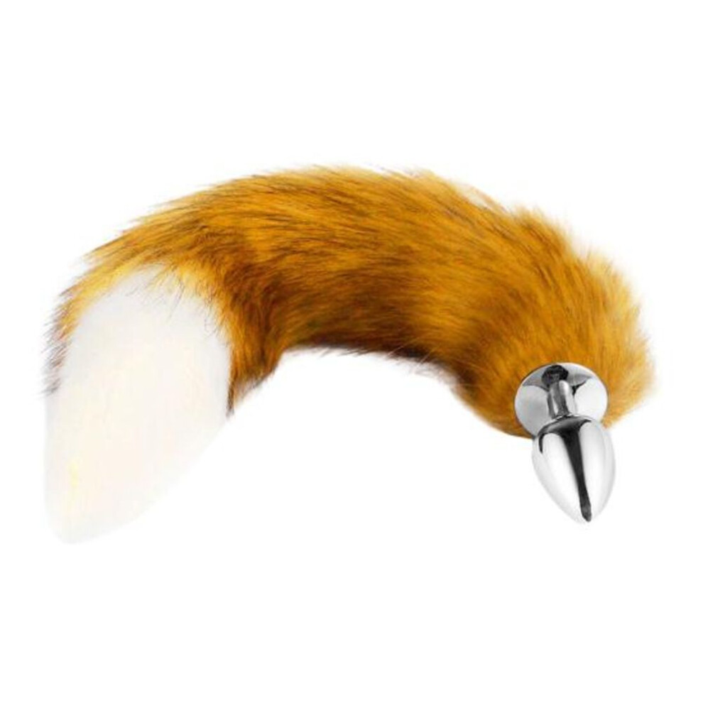 (yellow) Yousheng Anal Plug Nice-looking Fluffy Metal Artificial Fox Tail Exotic Accessories Butt Plug Adult Product