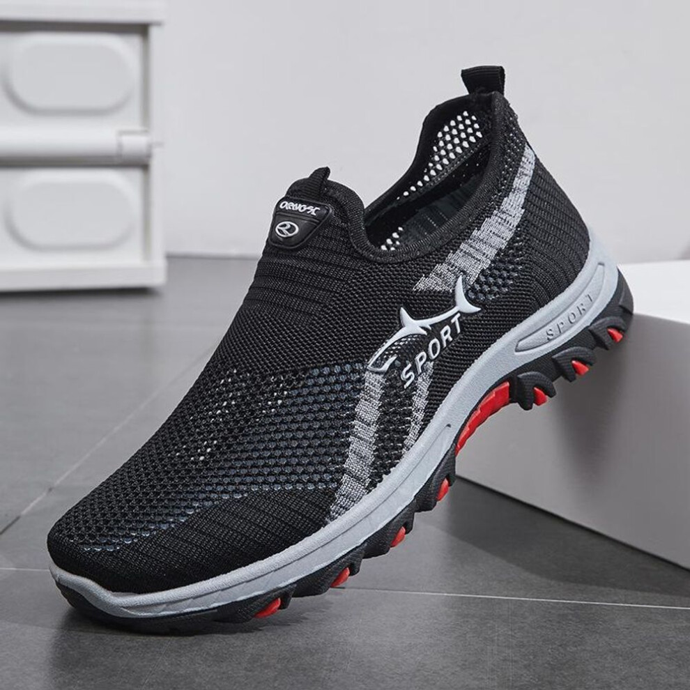 (black, 40) Men Mesh Shoes Lightweight Comfortable Men's Sneakers Slip On Flats Shoes Loafers