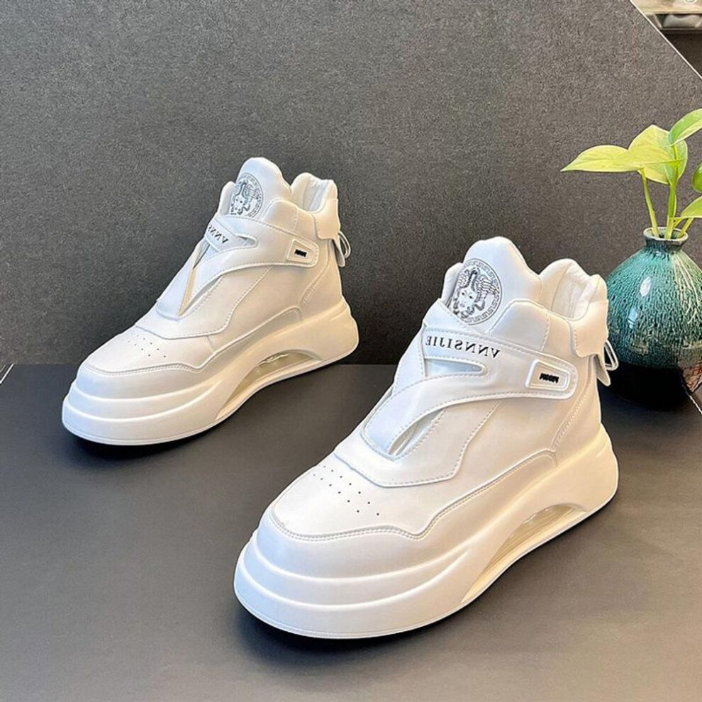 (white, 43) Summer Air Cushion Shoes Men's High-top Boots White  Outdoor Platform Chunky Sneakers Breathable Sports Shoes for Men