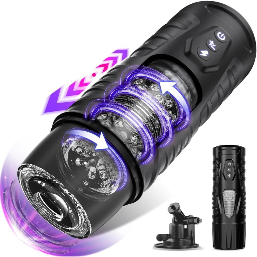 Adult Toy Male Sex Toys With 7 Thrusting & 7 Rotating Modes,hands Free Pocket Pussy Sex Machine With Visual Window & Suction Base Electric Pen