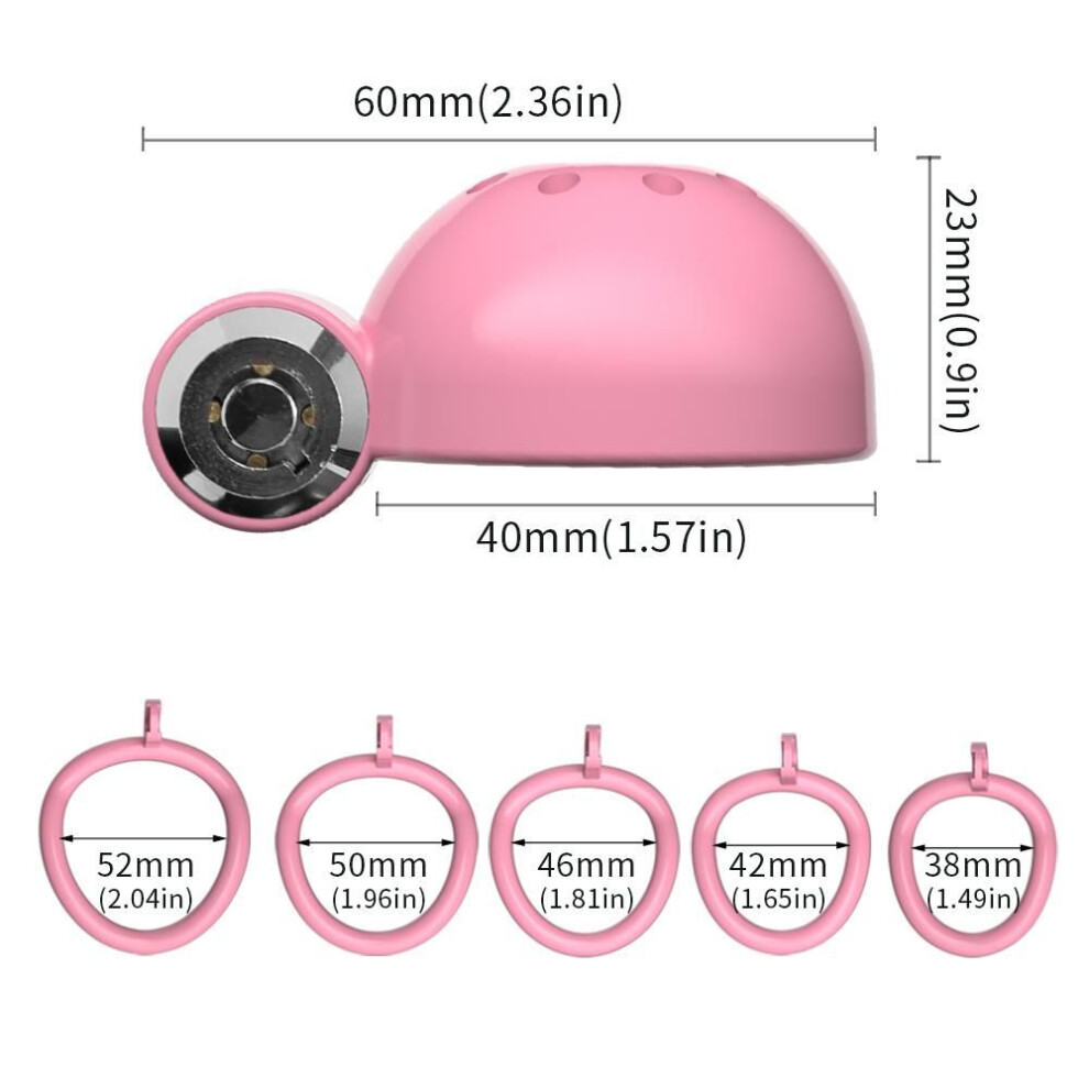 (pink) ABS Chastity Cage with 5 Rings Cock Cage Adult Sex Toy Penis Bondage Urethral Lock with Plug Male Cuckold Erotic Couple BDSM Toy